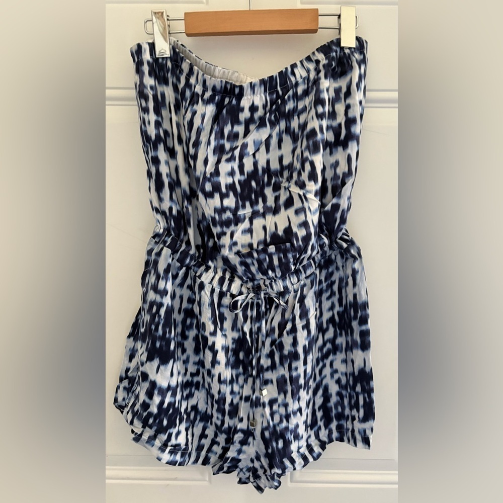 Le Chateau Blue and White Patterned Romper